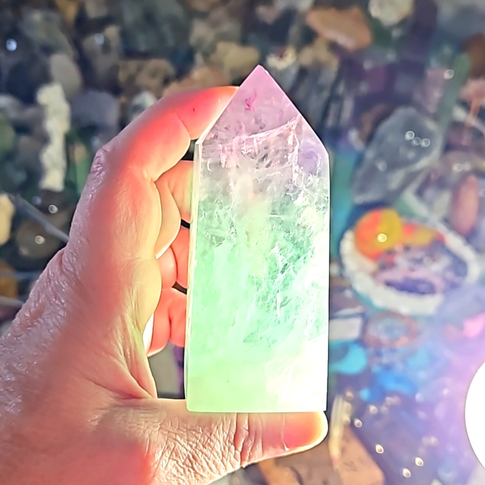 Watermelon fluorite tower